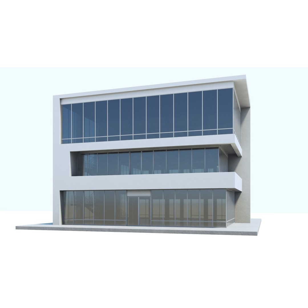 Office Building 3D Model – Modern Exterior with PBR Textures, FBX - View 9