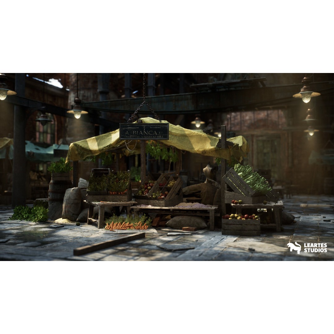Victorian Market 3D Model – Low Poly Game Asset, 230 Unique Meshes - View 13