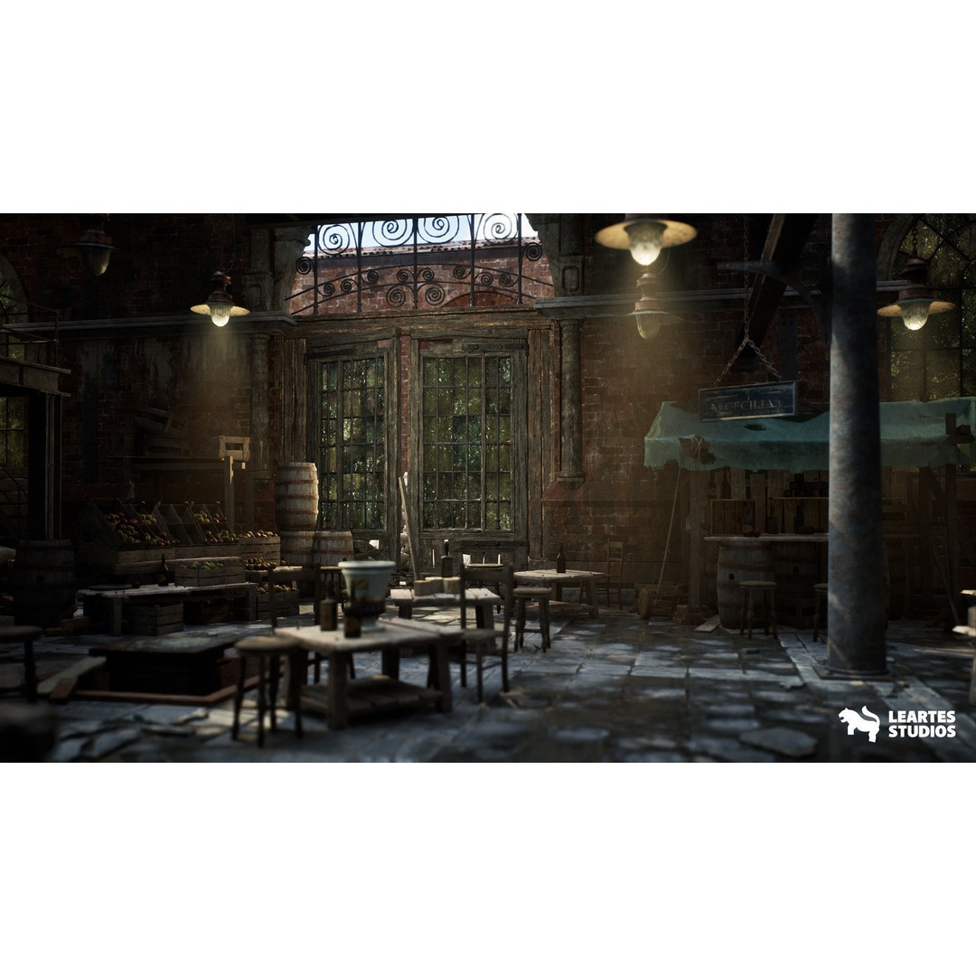 Victorian Market 3D Model – Low Poly Game Asset, 230 Unique Meshes - View 14