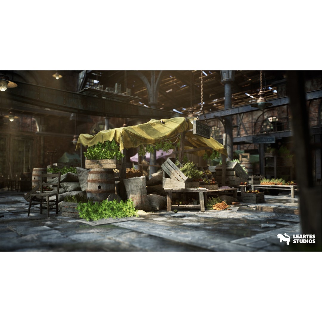 Victorian Market 3D Model – Low Poly Game Asset, 230 Unique Meshes - View 17