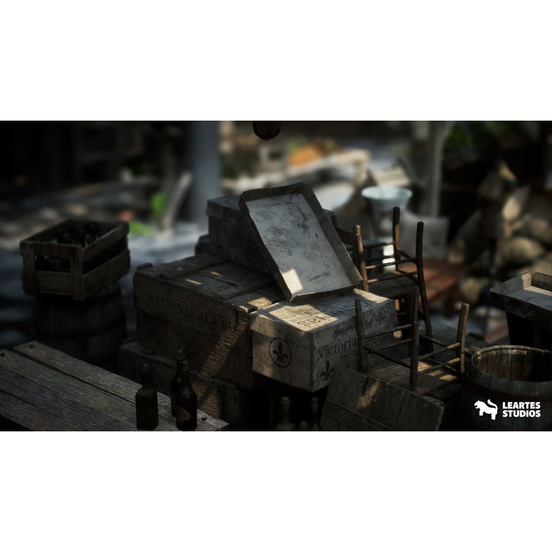 Victorian Market 3D Model – Low Poly Game Asset, 230 Unique Meshes - View 23