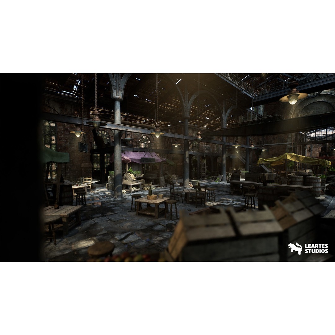 Victorian Market 3D Model – Low Poly Game Asset, 230 Unique Meshes - View 8