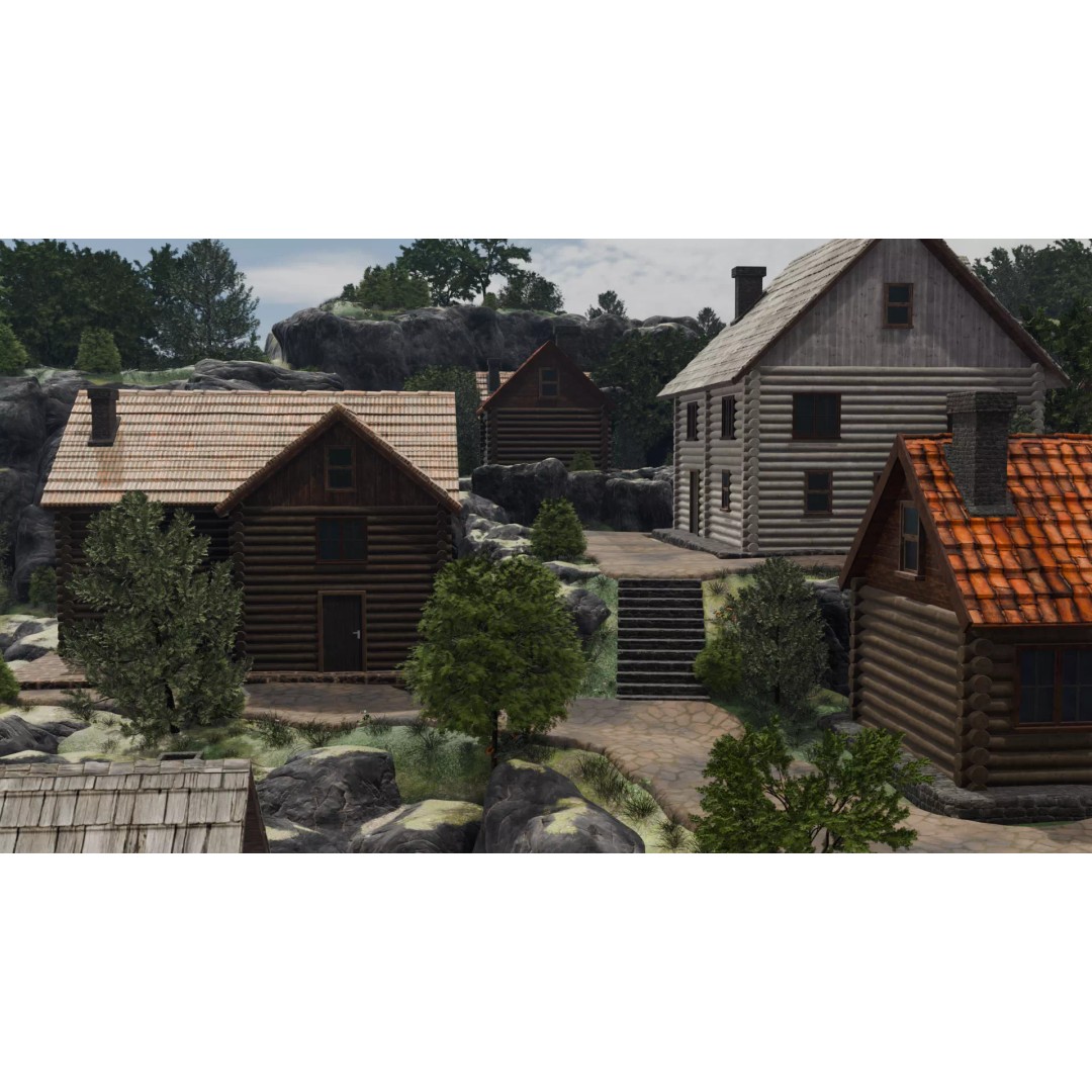 Mountain Village 3D Model – PBR Landscape Environment for Blender - View 10