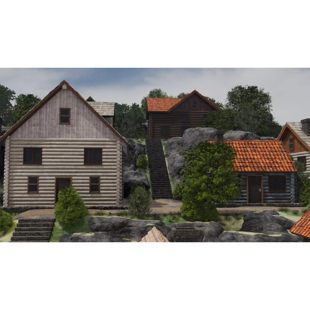 Mountain Village 3D Model – PBR Landscape Environment for Blender - View 13