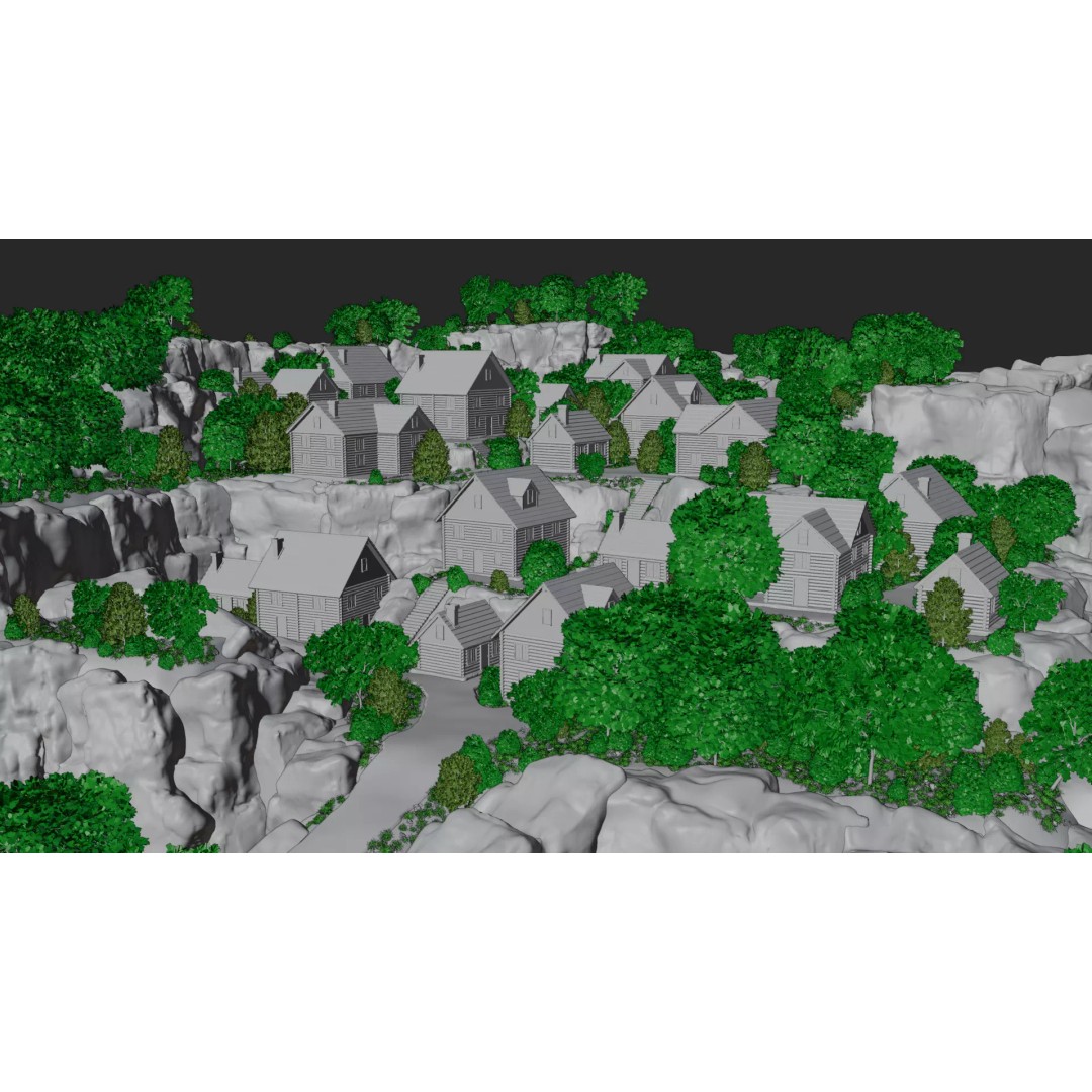 Mountain Village 3D Model – PBR Landscape Environment for Blender - View 19