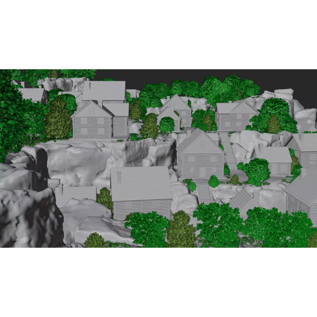 Mountain Village 3D Model – PBR Landscape Environment for Blender - View 20