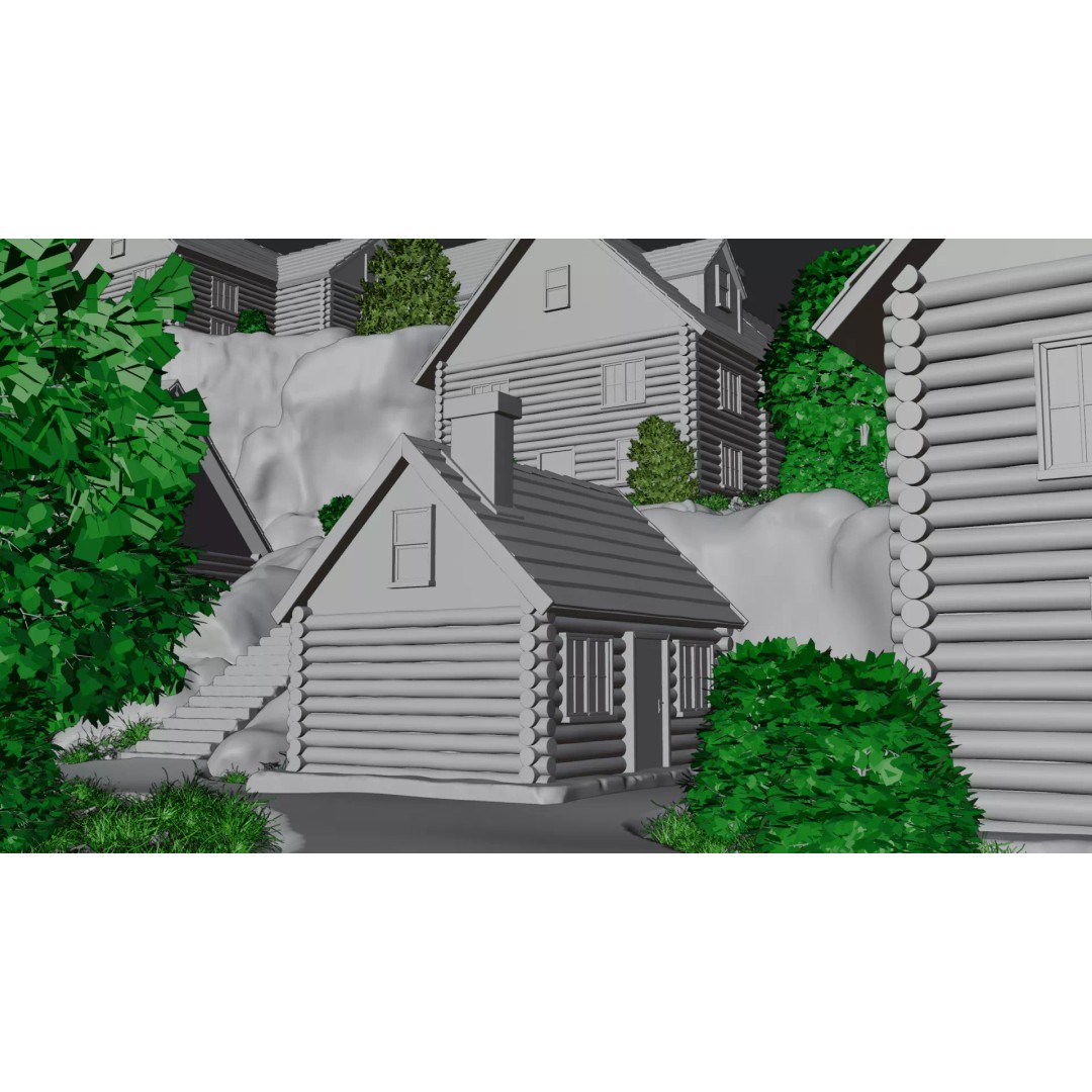 Mountain Village 3D Model – PBR Landscape Environment for Blender - View 21