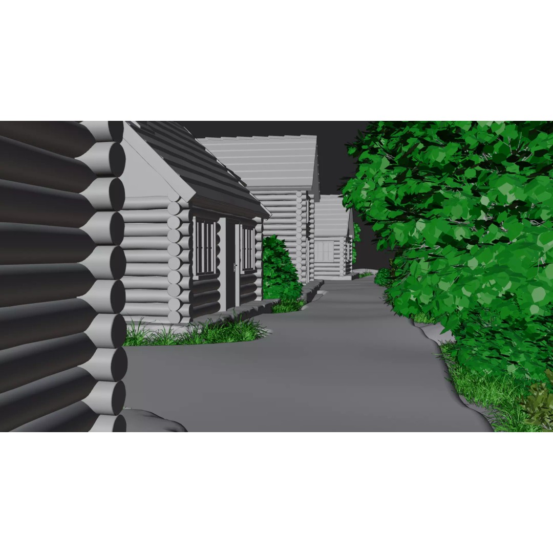 Mountain Village 3D Model – PBR Landscape Environment for Blender - View 22