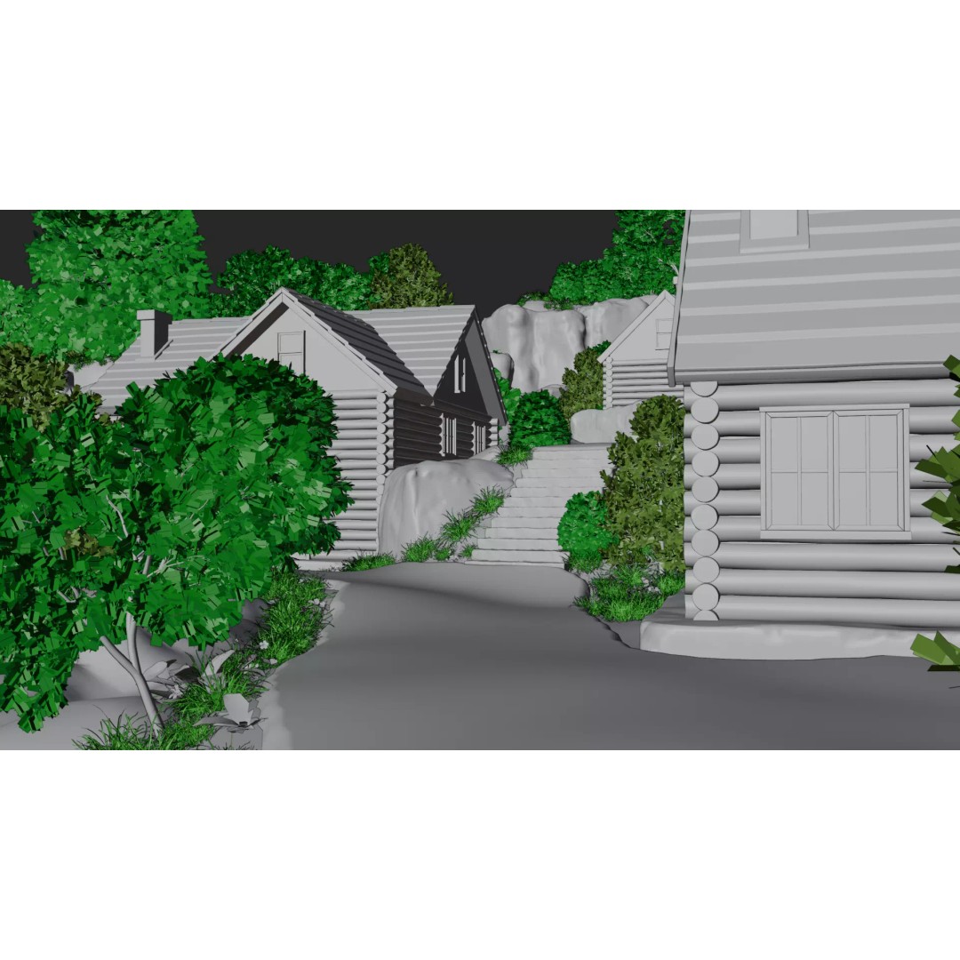 Mountain Village 3D Model – PBR Landscape Environment for Blender - View 23
