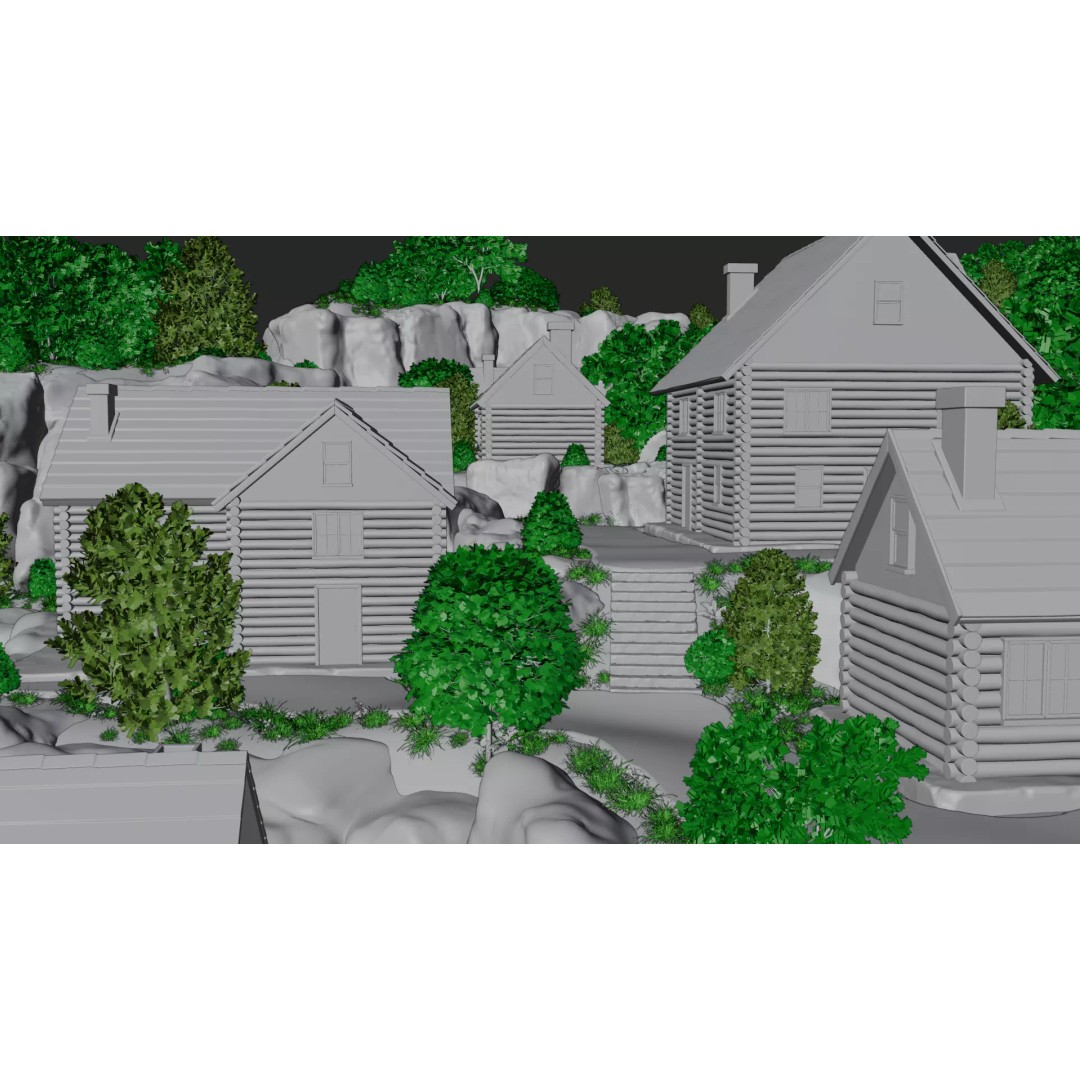Mountain Village 3D Model – PBR Landscape Environment for Blender - View 27