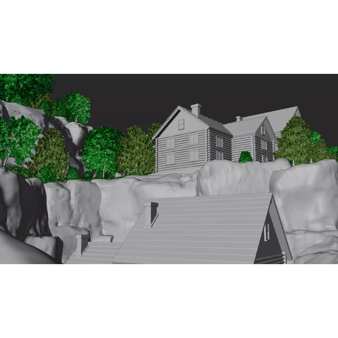 Mountain Village 3D Model – PBR Landscape Environment for Blender - View 31