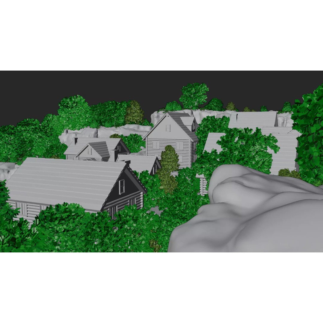 Mountain Village 3D Model – PBR Landscape Environment for Blender - View 32
