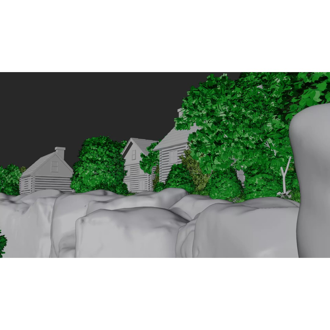 Mountain Village 3D Model – PBR Landscape Environment for Blender - View 33