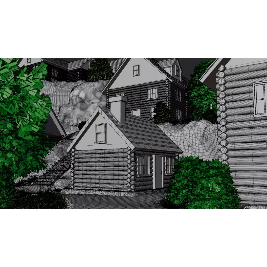 Mountain Village 3D Model – PBR Landscape Environment for Blender - View 38