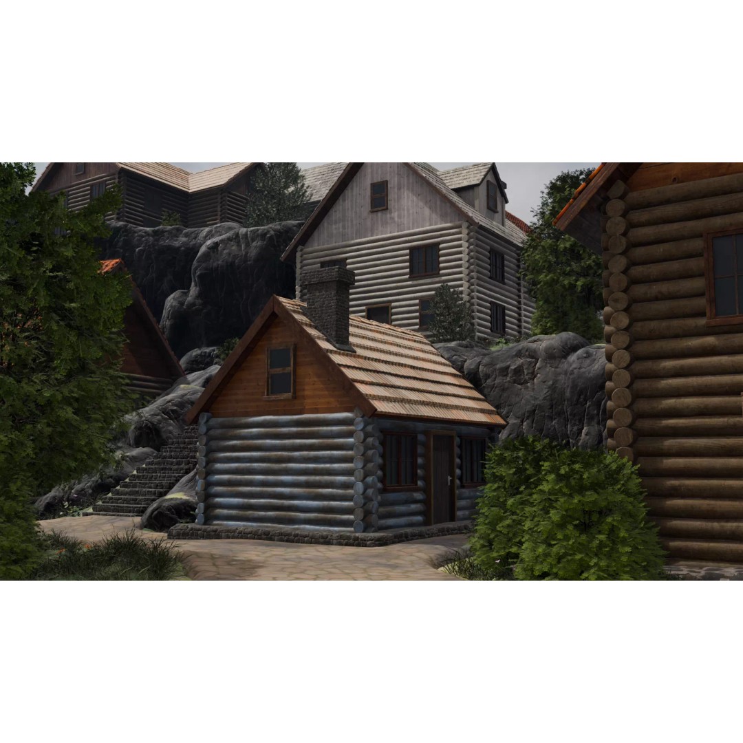 Mountain Village 3D Model – PBR Landscape Environment for Blender - View 4