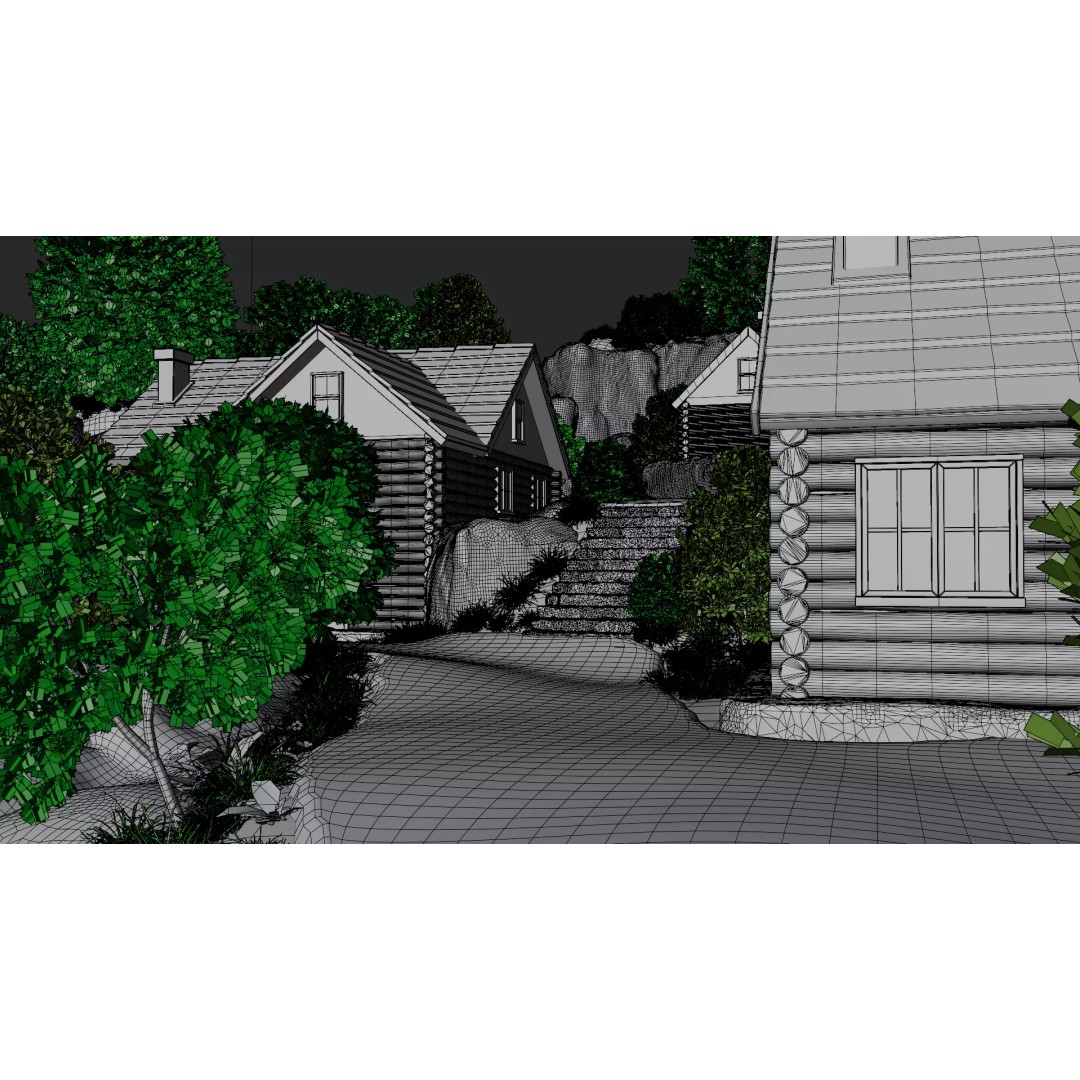 Mountain Village 3D Model – PBR Landscape Environment for Blender - View 40