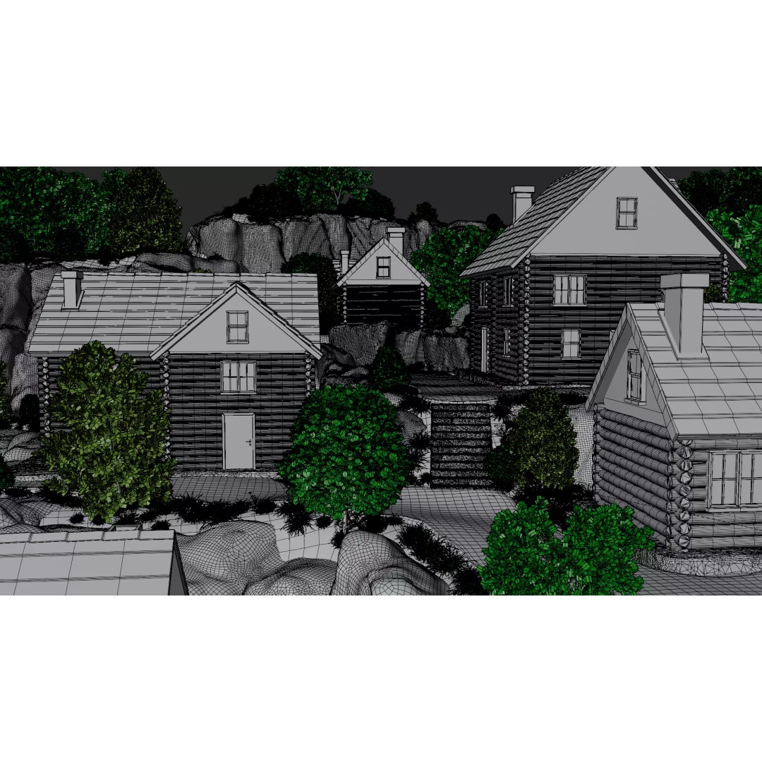 Mountain Village 3D Model – PBR Landscape Environment for Blender - View 44