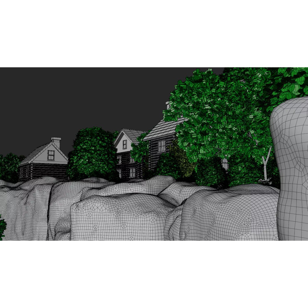 Mountain Village 3D Model – PBR Landscape Environment for Blender - View 50