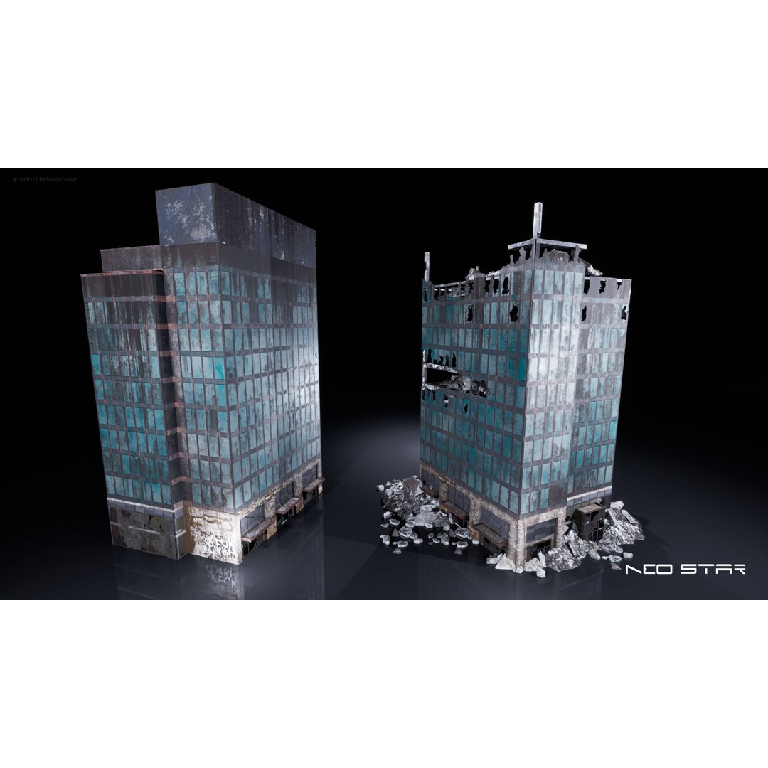 Destroyed Buildings 3D Model – Low Poly Game Asset, FBX & OBJ - View 11