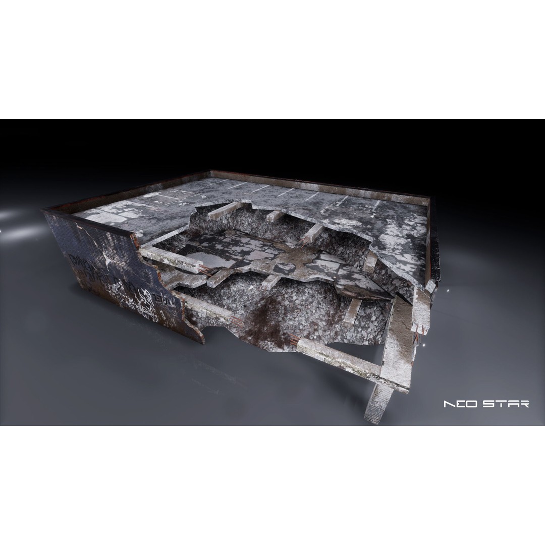 Destroyed Buildings 3D Model – Low Poly Game Asset, FBX & OBJ - View 14