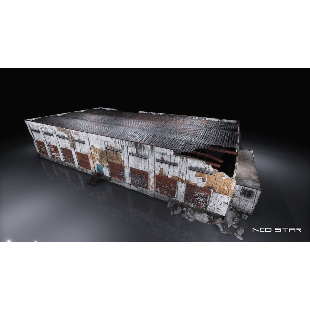 Destroyed Buildings 3D Model – Low Poly Game Asset, FBX & OBJ - View 15