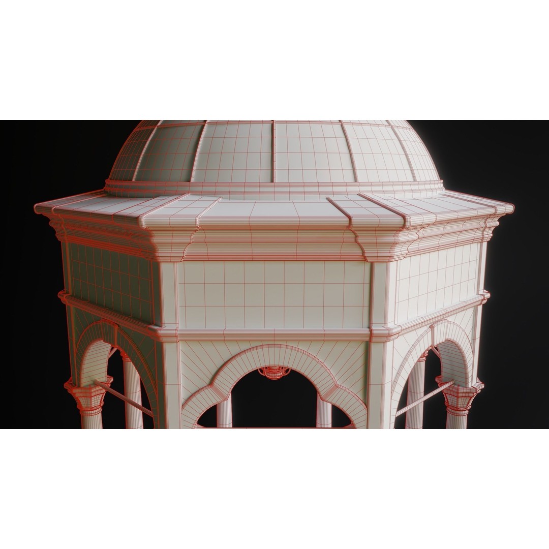 Ablution Fountain 3D Model – Low Poly Historic Architecture, FBX