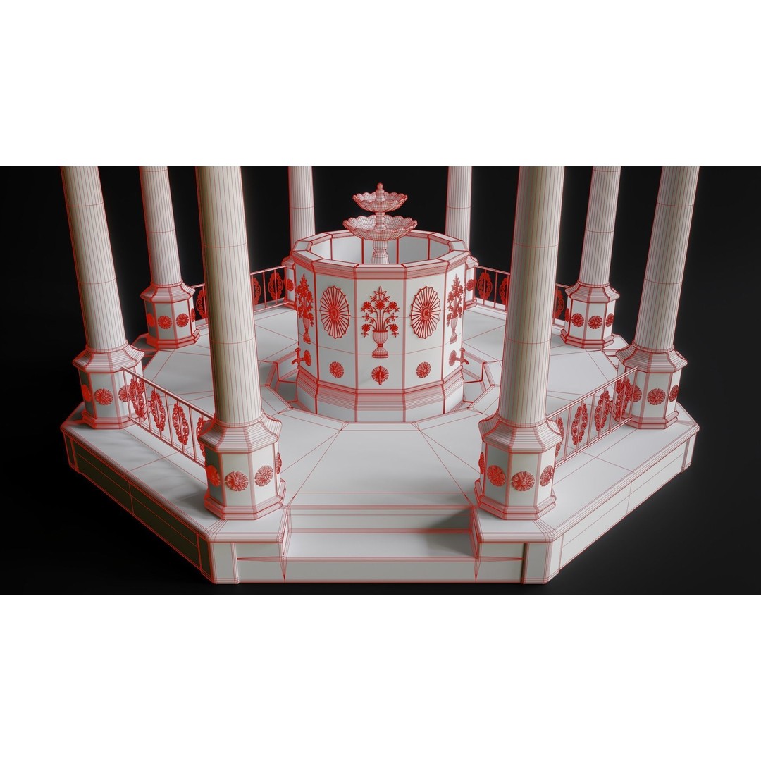 Ablution Fountain 3D Model – Low Poly Historic Architecture, FBX - View 9