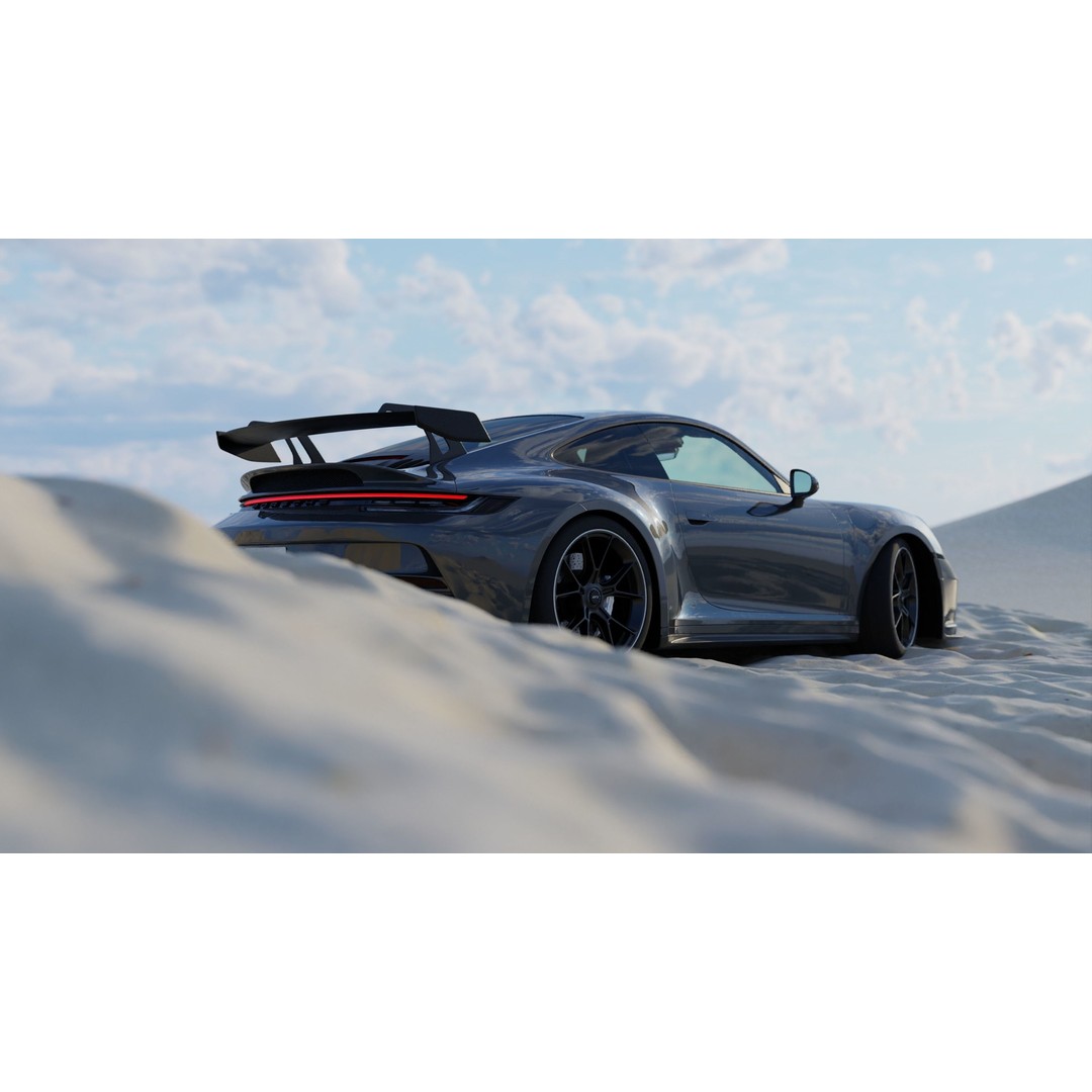 Automotive Render Scene 3D Model – Textured Blender File, Game Ready