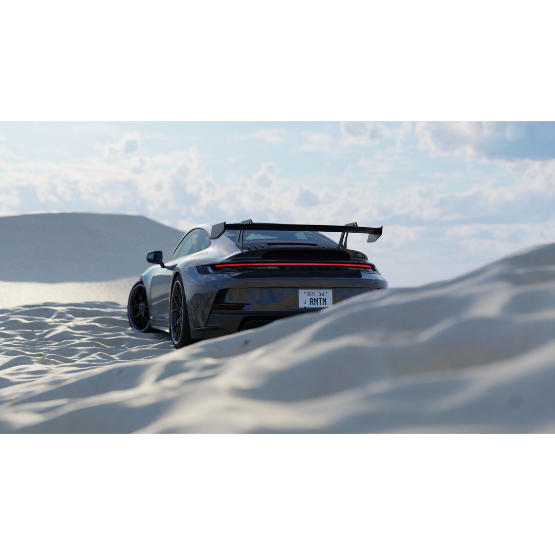 Automotive Render Scene 3D Model – Textured Blender File, Game Ready - View 3