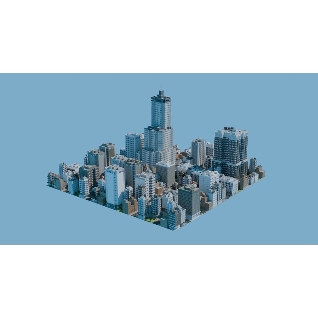 City Downtown Skyscraper 3D Model – Detailed Urban Asset for Games, Blender - View 10