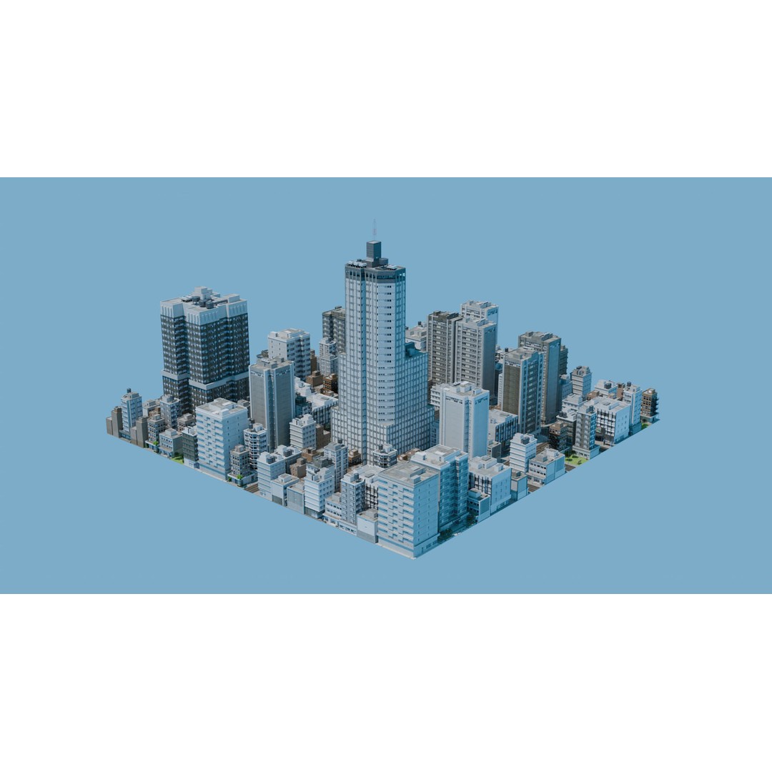 City Downtown Skyscraper 3D Model – Detailed Urban Asset for Games, Blender - View 11