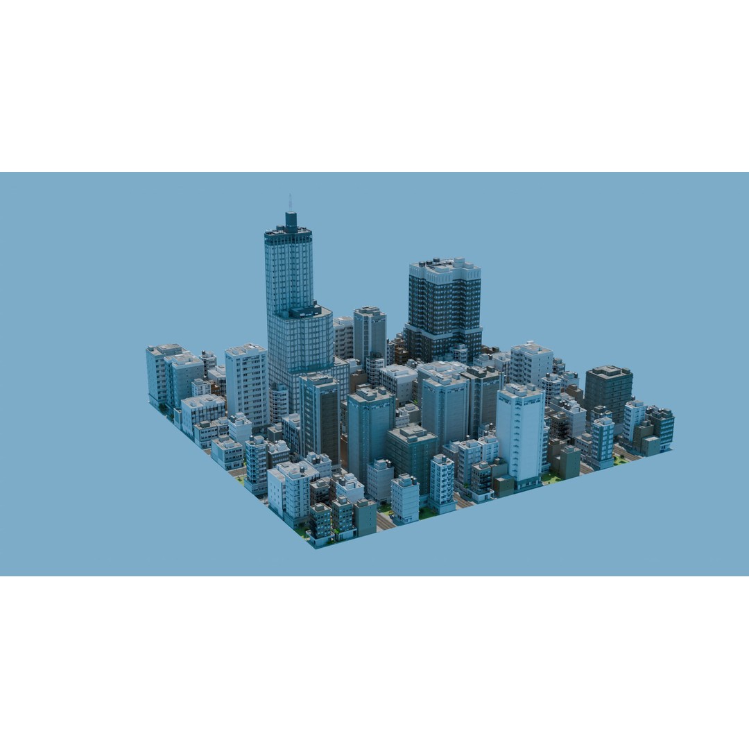 City Downtown Skyscraper 3D Model – Detailed Urban Asset for Games, Blender - View 12