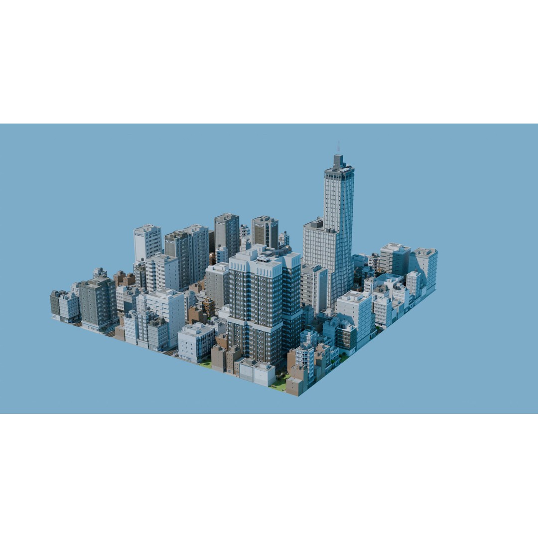 City Downtown Skyscraper 3D Model – Detailed Urban Asset for Games, Blender - View 13