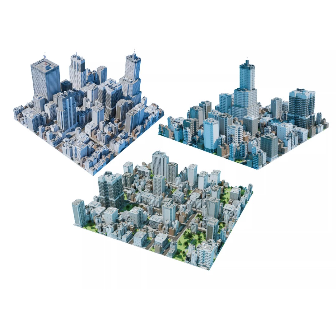 City Downtown Skyscraper 3D Model – Detailed Urban Asset for Games, Blender - View 2