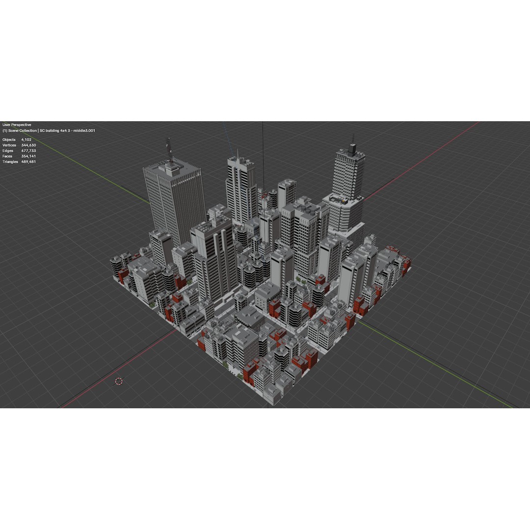 City Downtown Skyscraper 3D Model – Detailed Urban Asset for Games, Blender - View 21