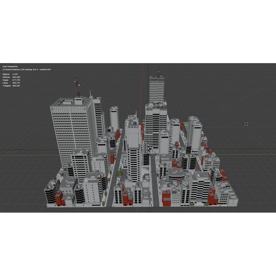 City Downtown Skyscraper 3D Model – Detailed Urban Asset for Games, Blender - View 22