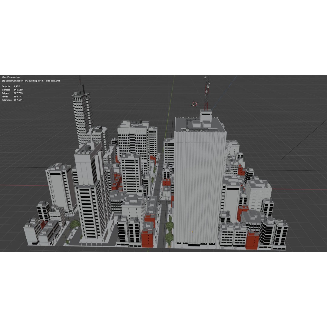 City Downtown Skyscraper 3D Model – Detailed Urban Asset for Games, Blender - View 23