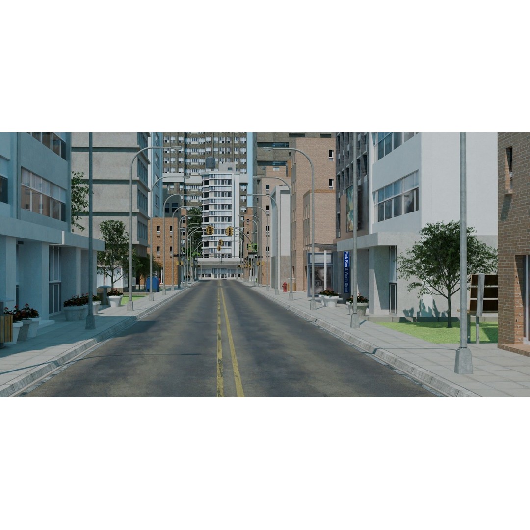 City Downtown Skyscraper 3D Model – Detailed Urban Asset for Games, Blender - View 36