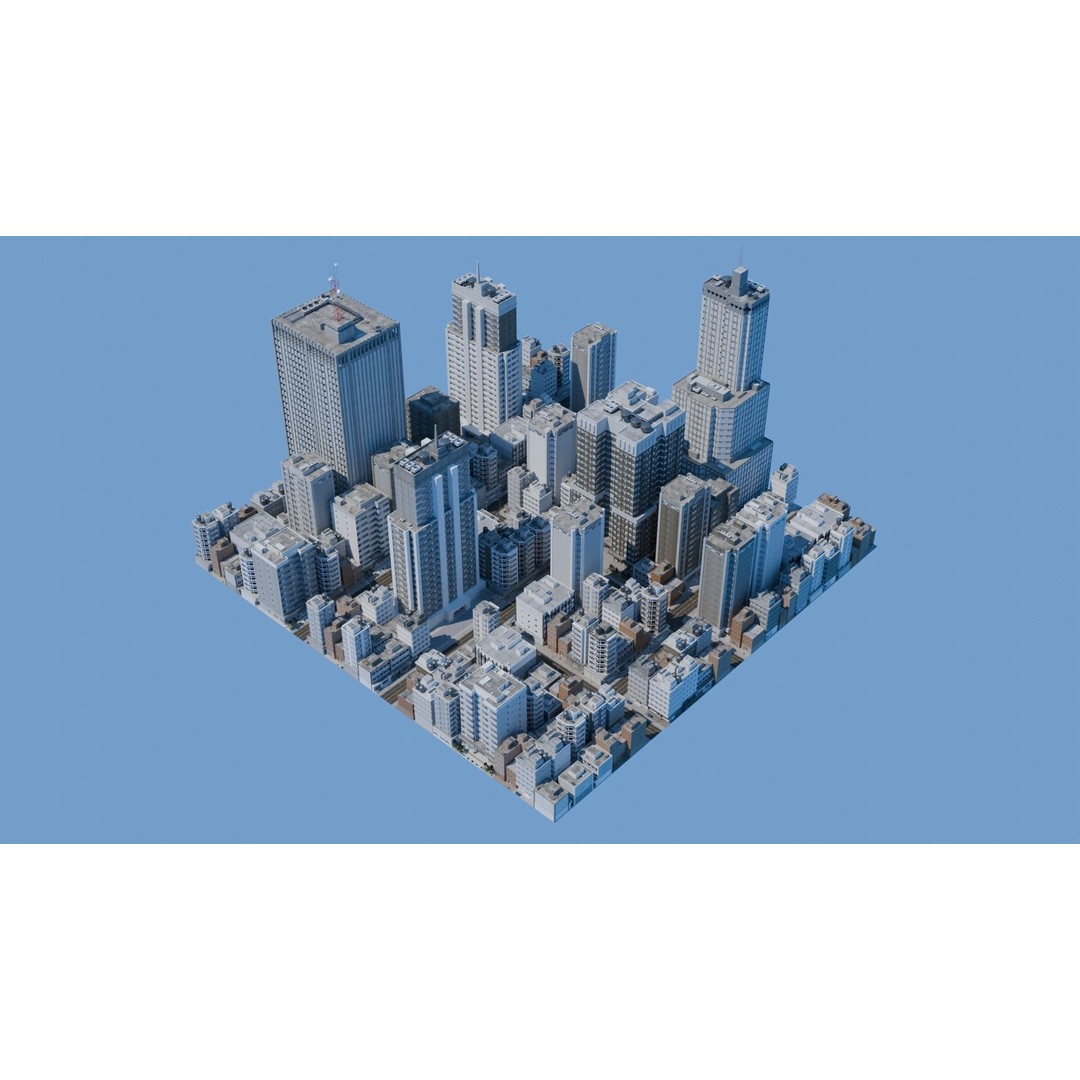 City Downtown Skyscraper 3D Model – Detailed Urban Asset for Games, Blender - View 4