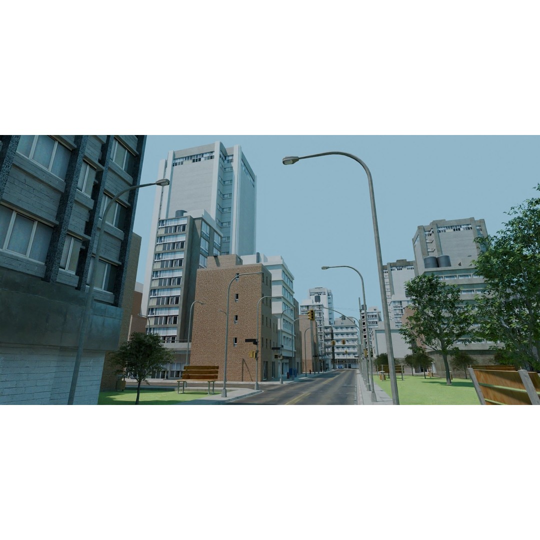 City Downtown Skyscraper 3D Model – Detailed Urban Asset for Games, Blender - View 47