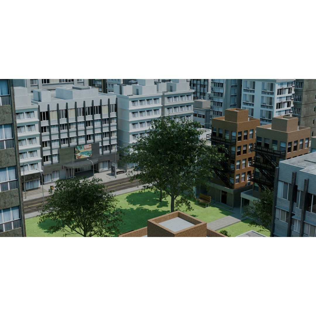 City Downtown Skyscraper 3D Model – Detailed Urban Asset for Games, Blender - View 58
