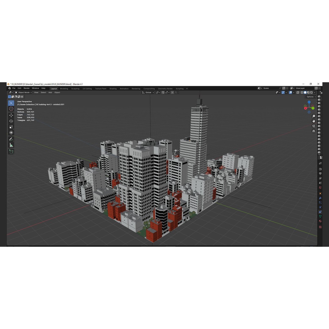 City Downtown Skyscraper 3D Model – Detailed Urban Asset for Games, Blender - View 62