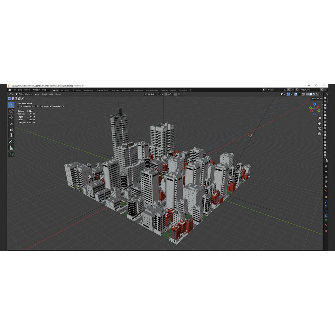 City Downtown Skyscraper 3D Model – Detailed Urban Asset for Games, Blender - View 63