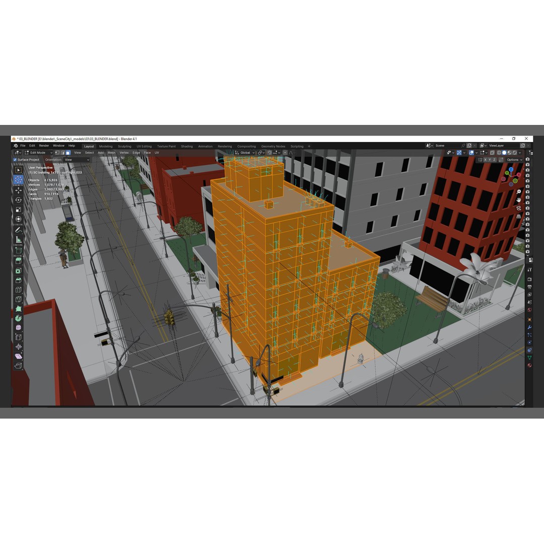 City Downtown Skyscraper 3D Model – Detailed Urban Asset for Games, Blender - View 66