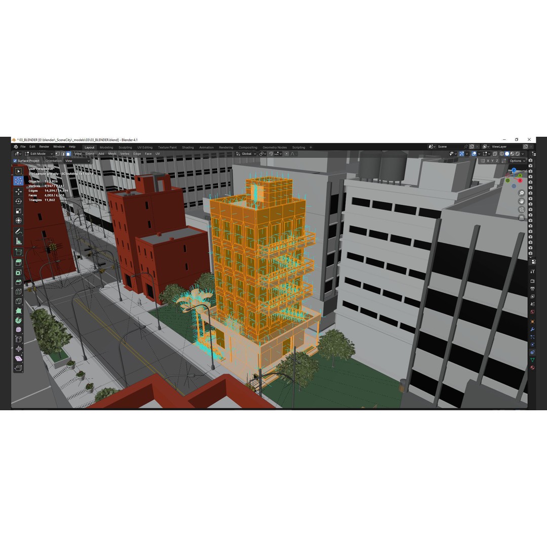 City Downtown Skyscraper 3D Model – Detailed Urban Asset for Games, Blender - View 67