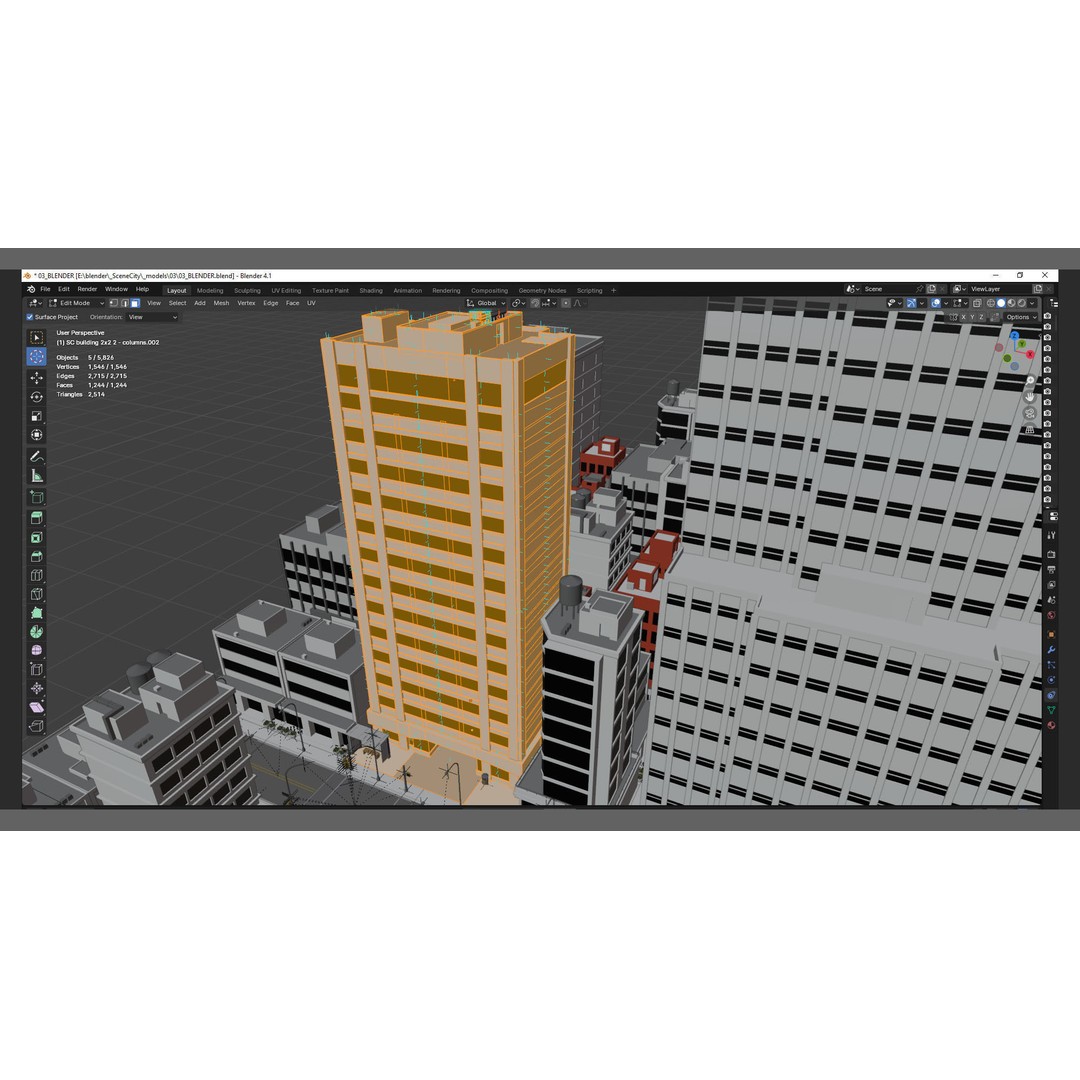 City Downtown Skyscraper 3D Model – Detailed Urban Asset for Games, Blender - View 68