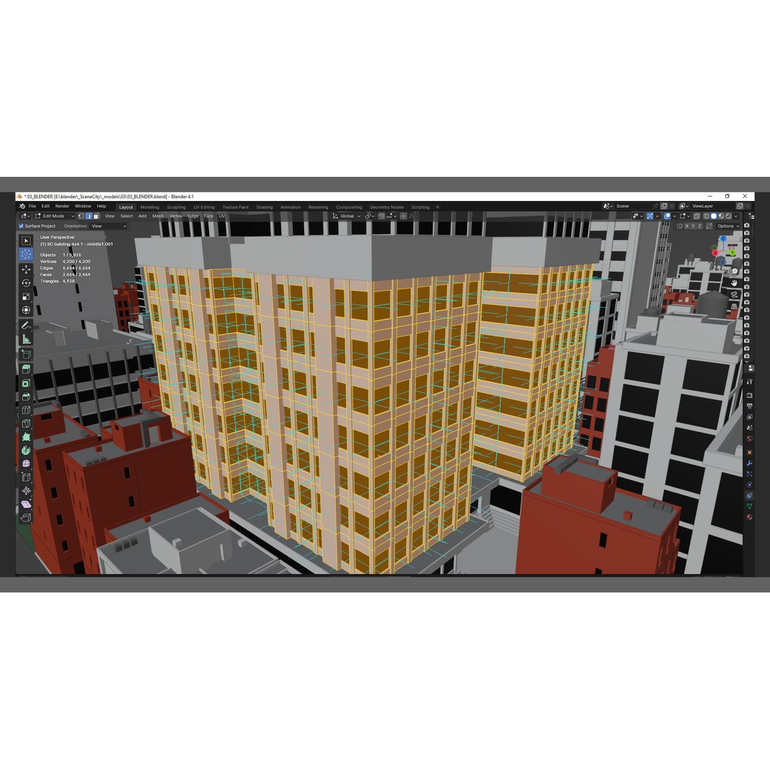 City Downtown Skyscraper 3D Model – Detailed Urban Asset for Games, Blender - View 69