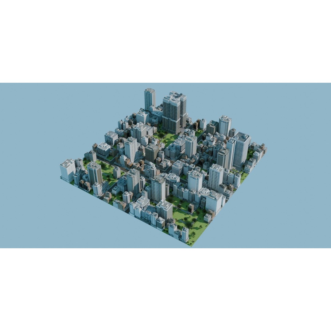 City Downtown Skyscraper 3D Model – Detailed Urban Asset for Games, Blender - View 7