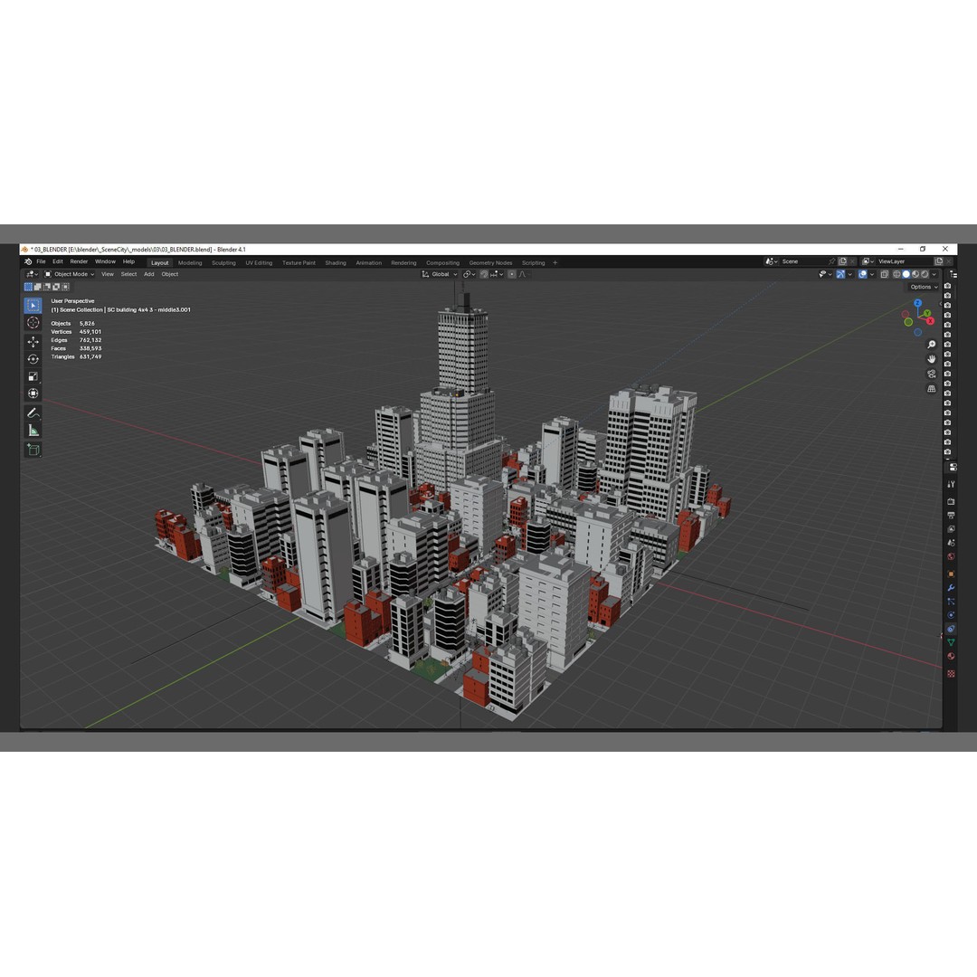 City Downtown Skyscraper 3D Model – Detailed Urban Asset for Games, Blender - View 73