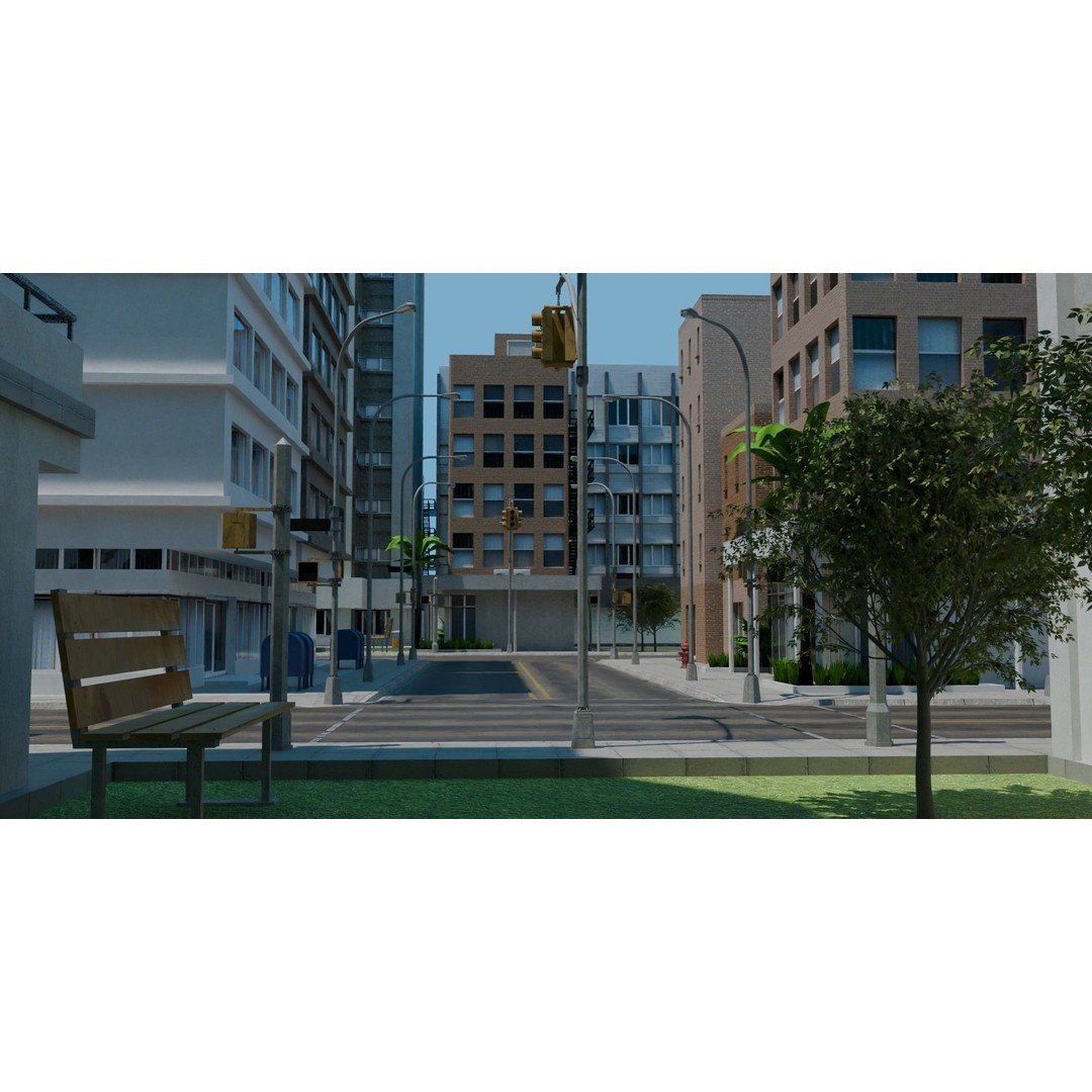 City Downtown Skyscraper 3D Model – Detailed Urban Asset for Games, Blender - View 75
